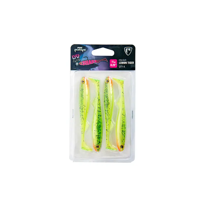 Weicher Köder Fox Rage slick shad ultra UV lemontiger 4.25" x 4