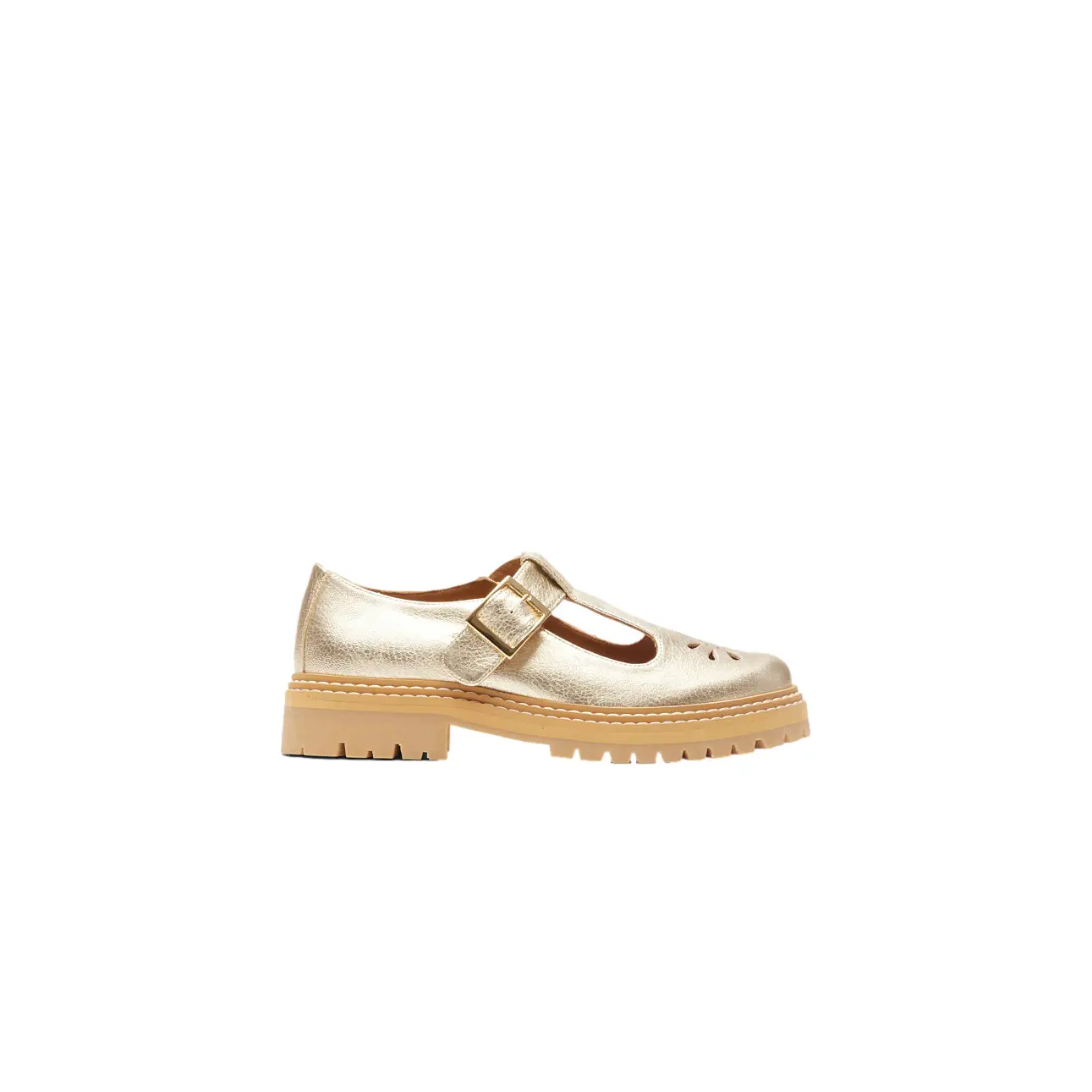 Women's Grained Leather Derby Odaje Romane AjourÃ©e