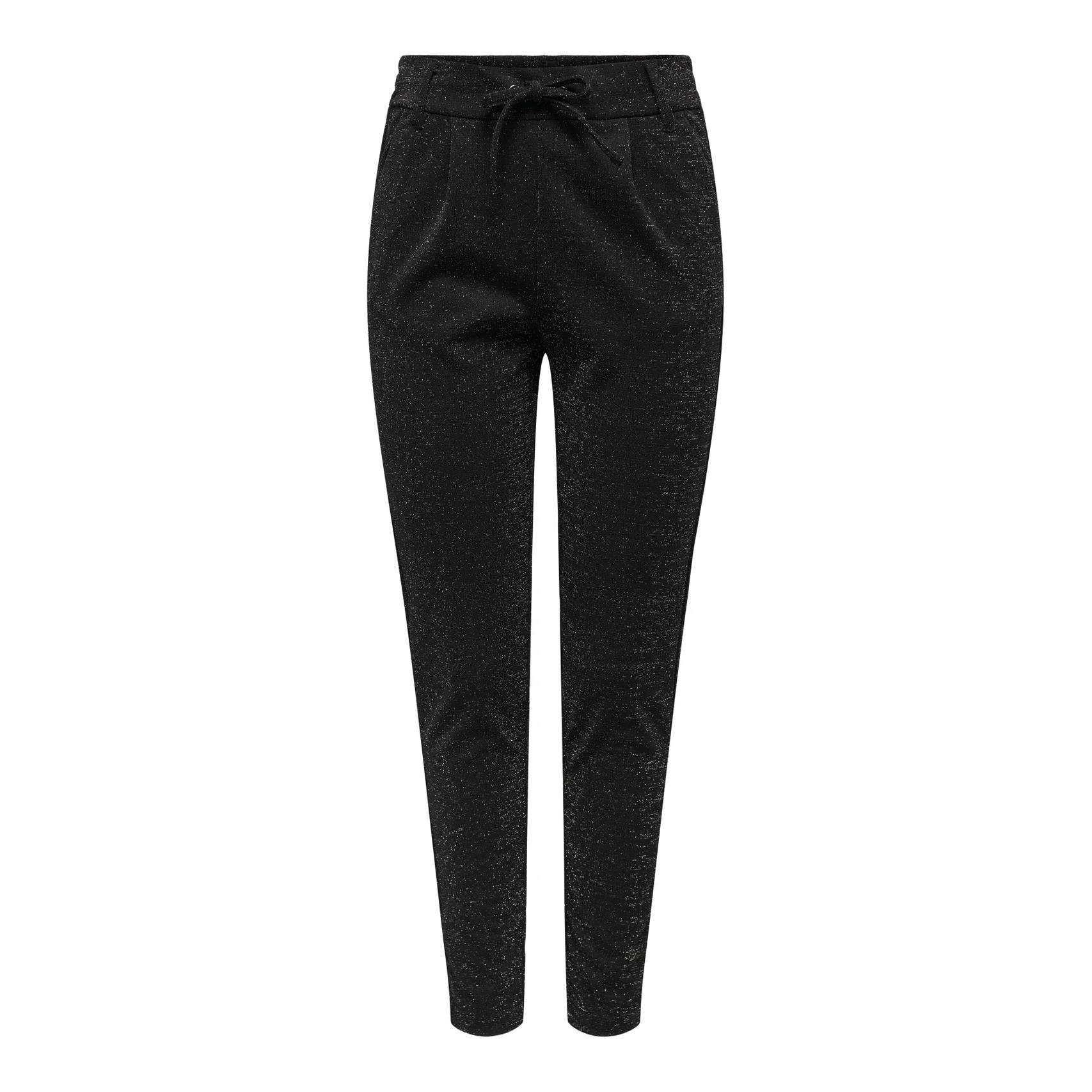 5715614690060 - ONLY Stoffhose ONLPOPTRASH-ALYA EASY GLIT PANT PNT Black SILVER LUREX Unifarben Schwarz - Gr L x 32