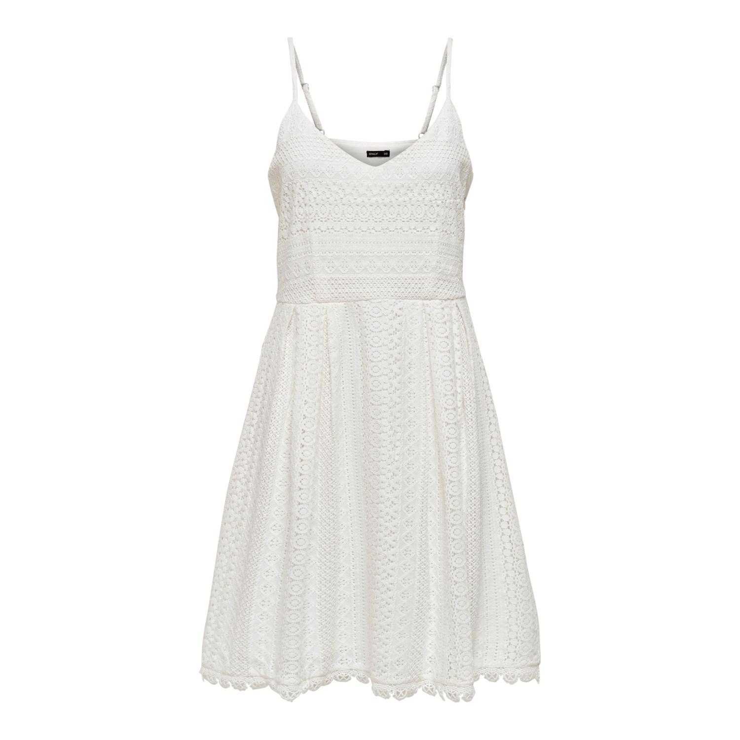 5714909548314 - ONLY® Spitzenkleid Helena V-Ausschnitt verstellbar für Damen weiß 40
