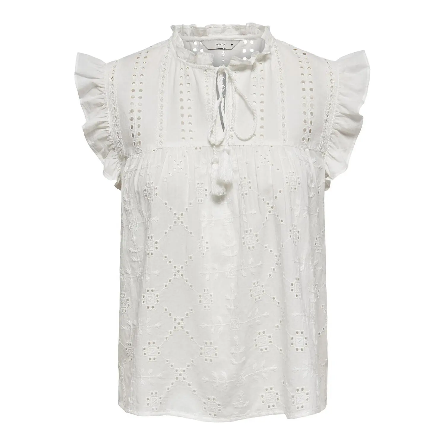 5714918178984 - ONLY® Top Rüschen Lochmuster für Damen weiß S