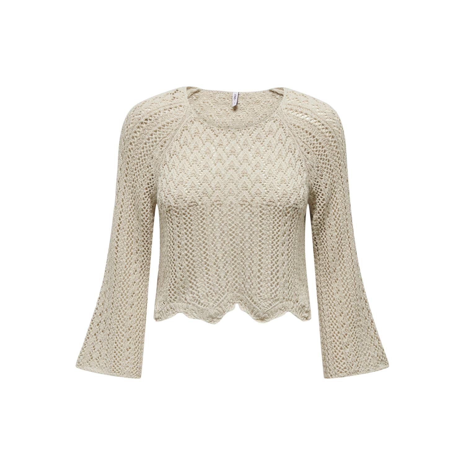 5715368368963 - ONLY Ajourpullover Nola Life Feather Gray Unifarben Beige - Gr S