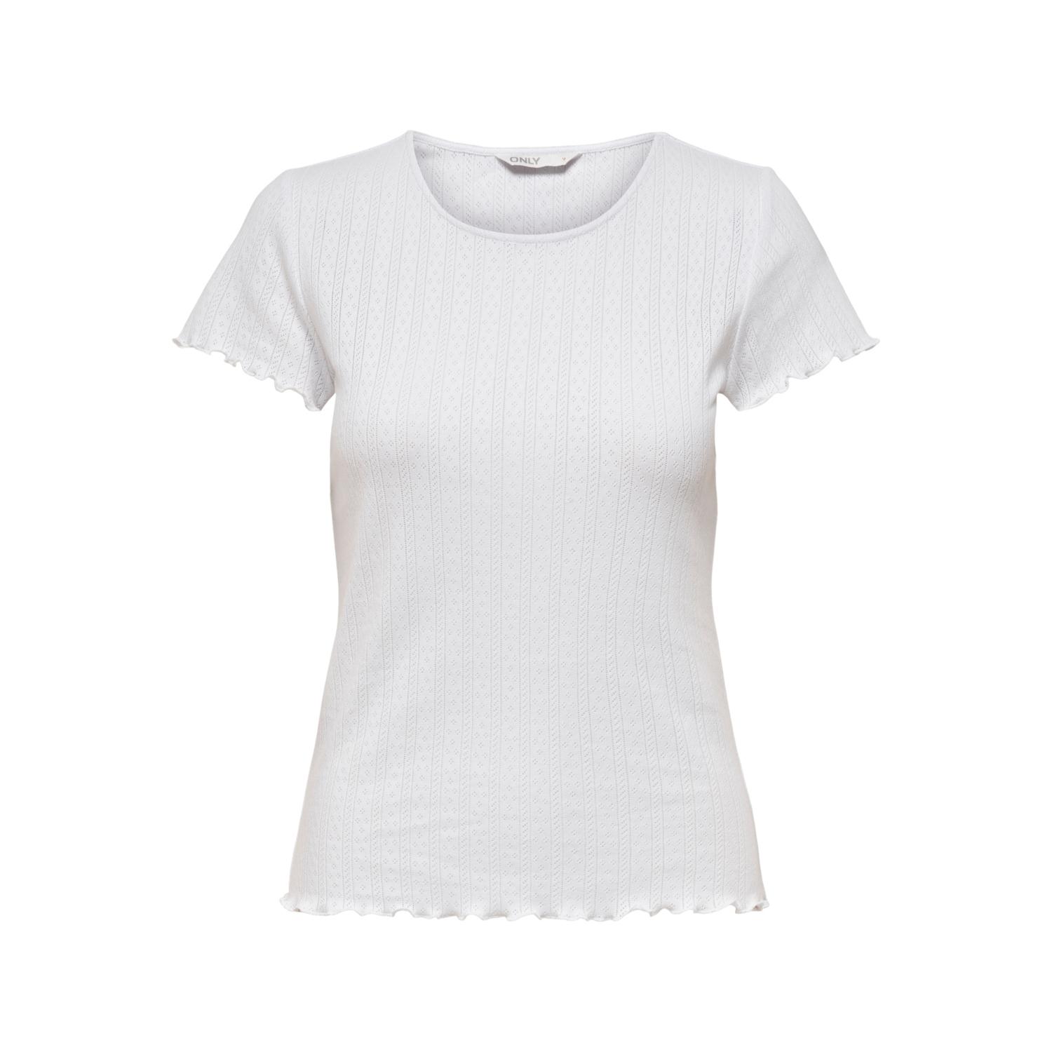 5715364737718 - - T-Shirt aus Pointelle in Weiß mit Kräuselsaum-Neutral