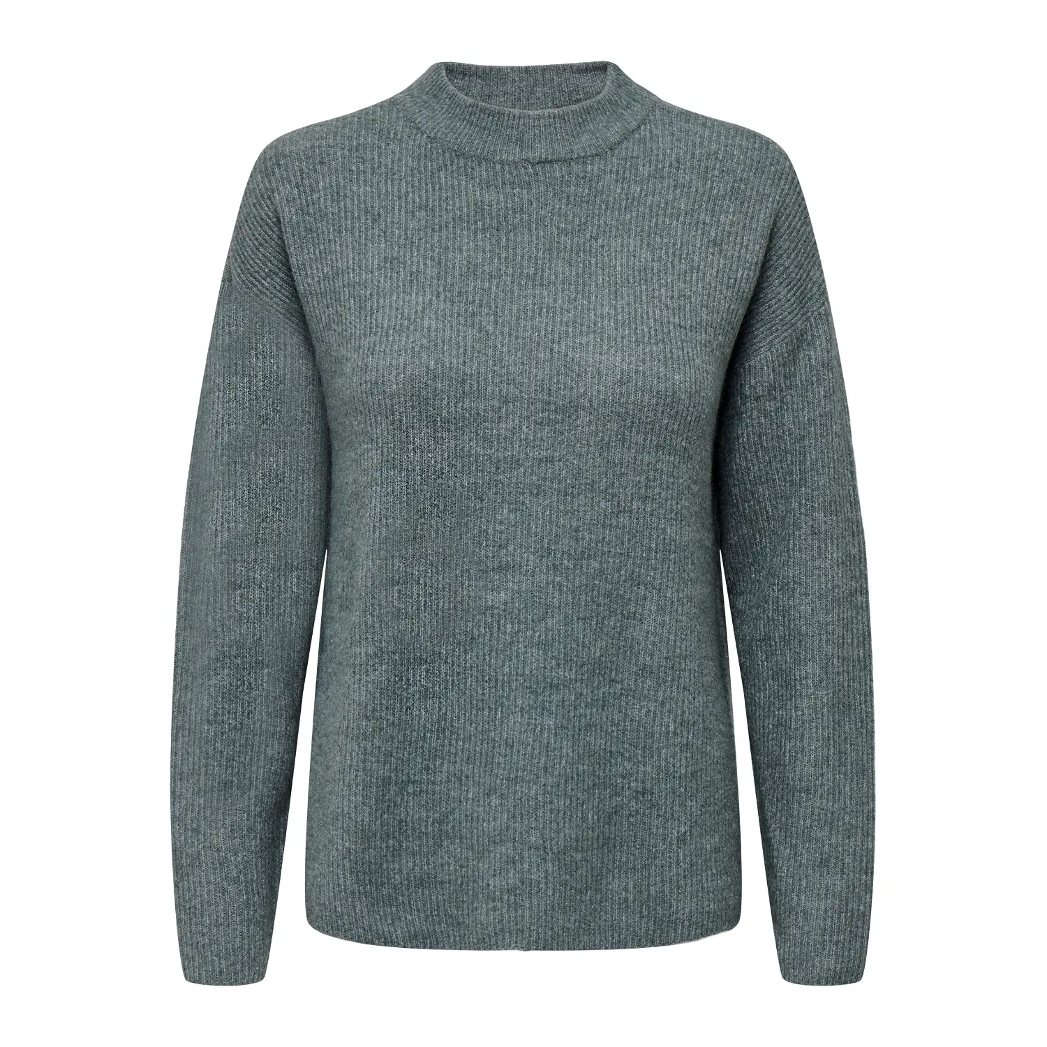 5715362430895 - ONLY Rundhalspullover ONLCAMILLA O-NECK L S PULLOVER NOOS KNT Balsam Green MELANGE Unifarben Grün - Gr L