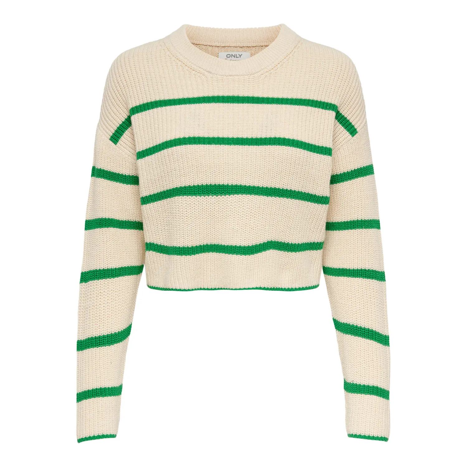 5715367251983 - ONLMALAVI L S CROPPED PULLOVER KNT Strickpullover beige grün