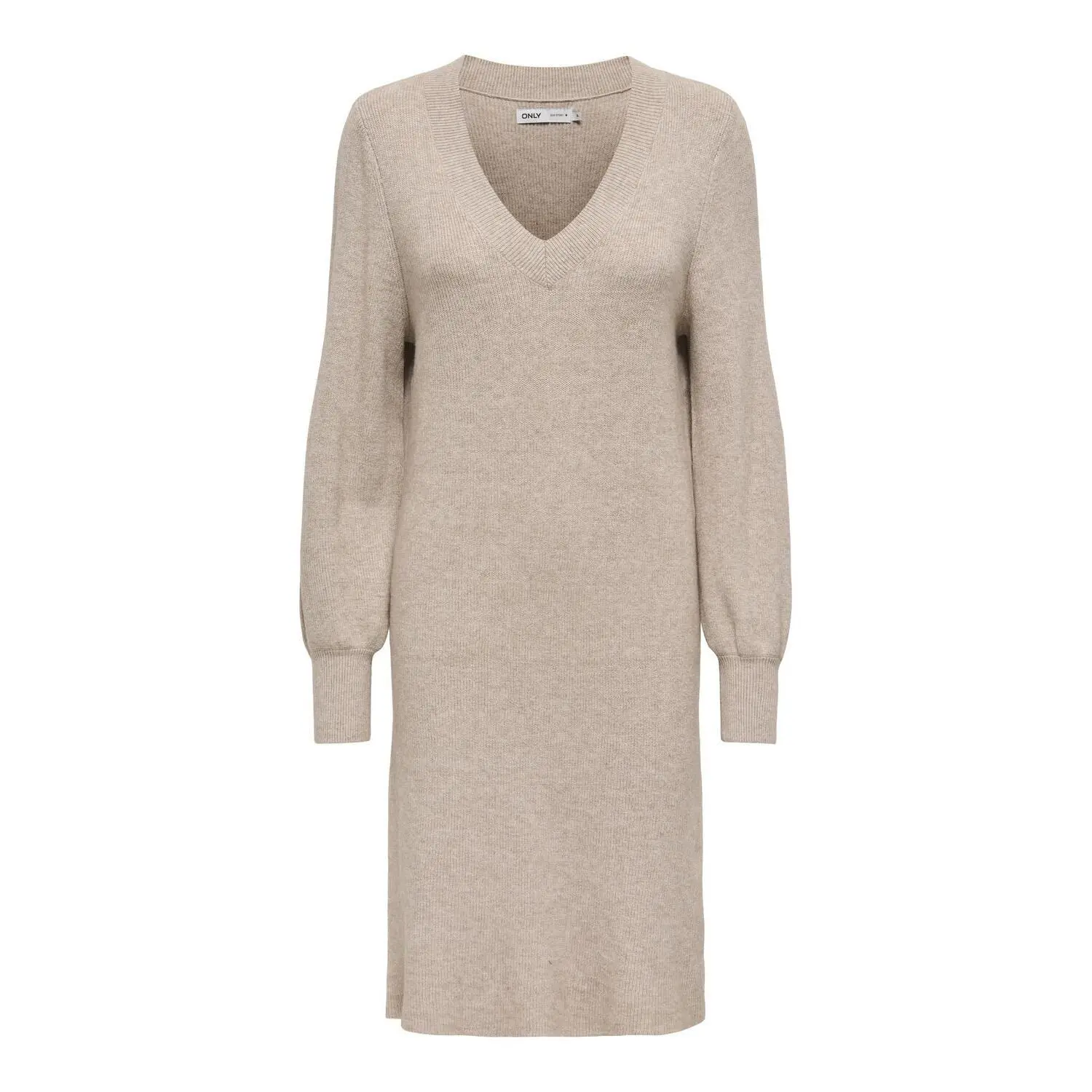 Image of Lange Ärmel Strickkleid mit V-Ausschnitt für Damen Only Katia