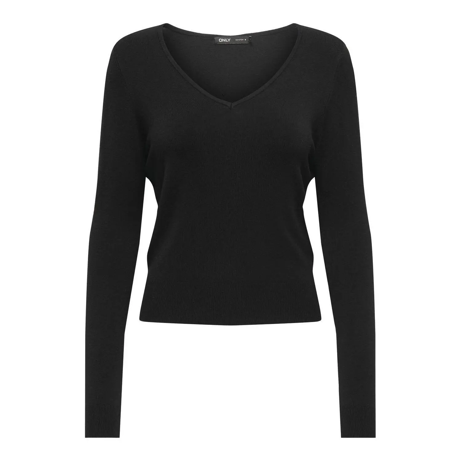 5715611037752 - ONLY Langarmshirt ONLVENICE LIFE LS VNECK PULLOVER NCA KNT Black Unifarben Schwarz - Gr L