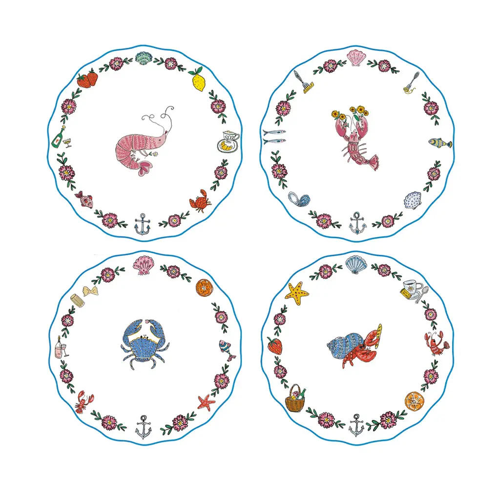 Flacher Teller Meeresfrüchte Opjet (x4)