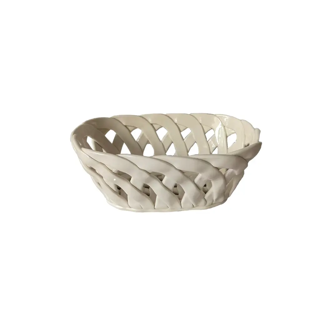 Opjet Beige Decorative Ceramic Rectangular Basket Pm