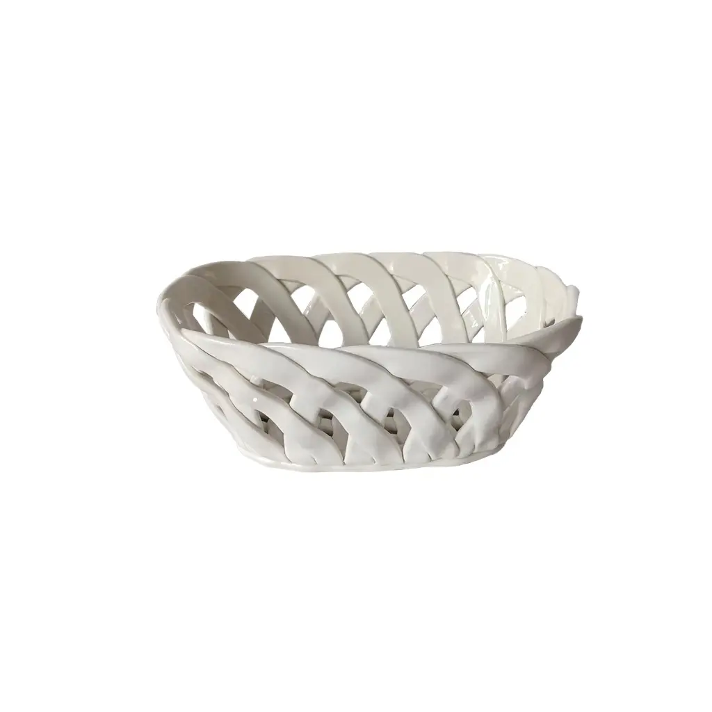 Opjet Blanc Decorative Ceramic Rectangular Basket Pm