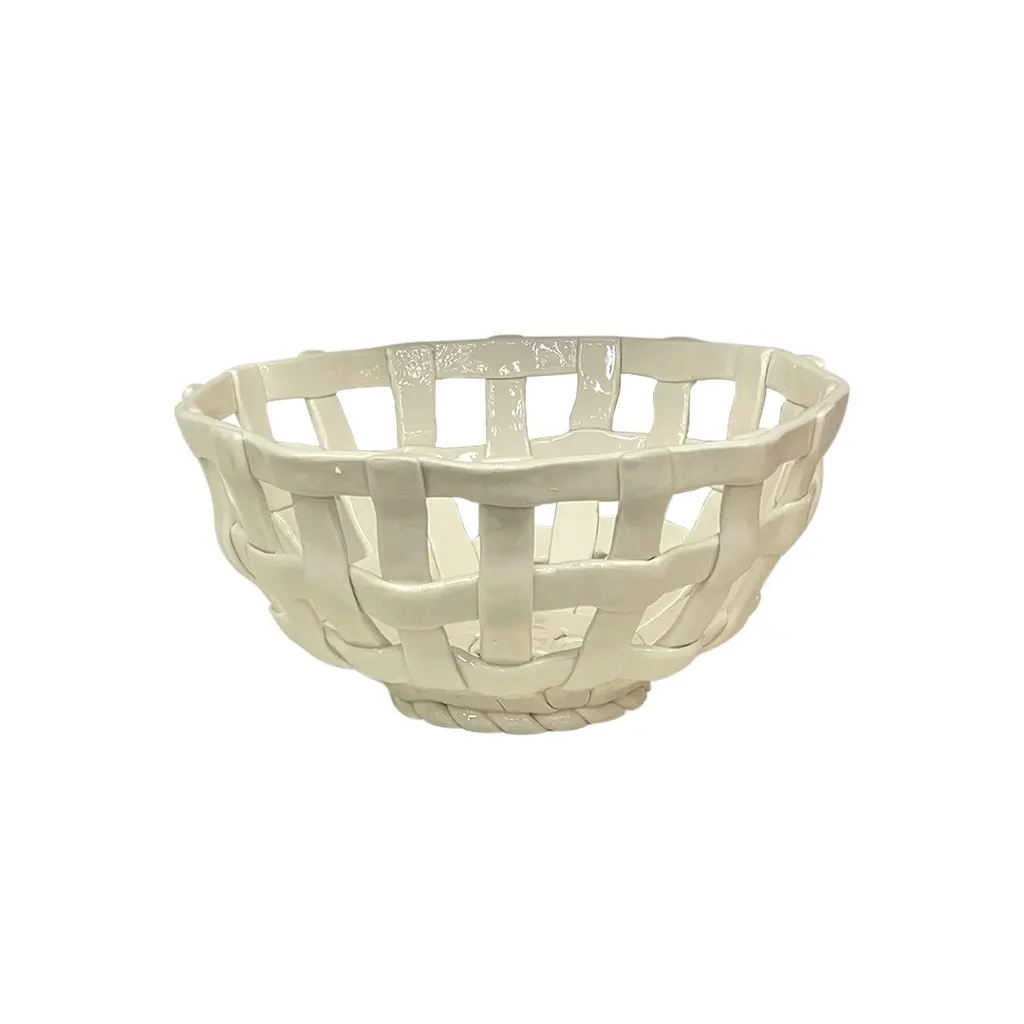 Opjet Beige Round Ceramic Basket