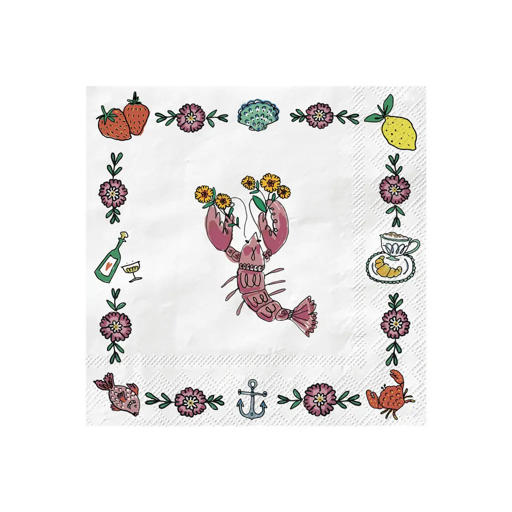 Papier Serviette mit Krustentier-Motiv Opjet (x20)