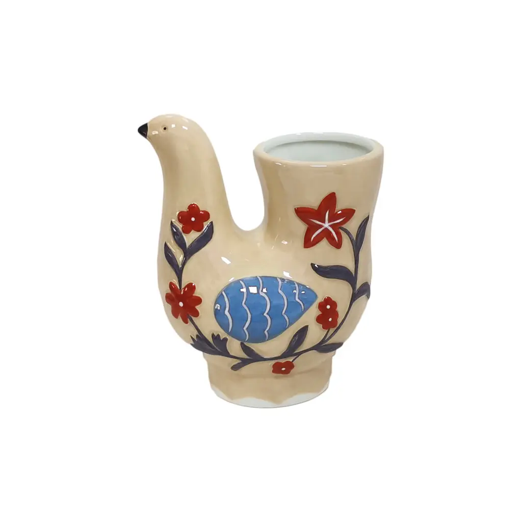 Opjet Beige Vase Oiseau