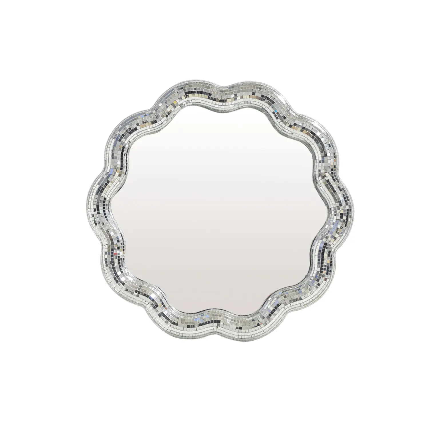 Opjet Blanc Wavy Round Disco Mirror