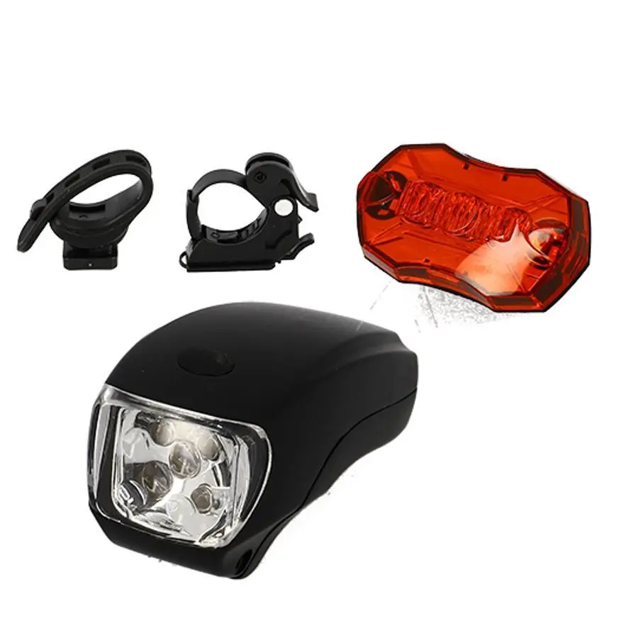 Image of batteriebeleuchtung vorne+hinten mit led 3 funktionen c.e. befestigung vorne lenker / hinten sattelstütze Optimiz
