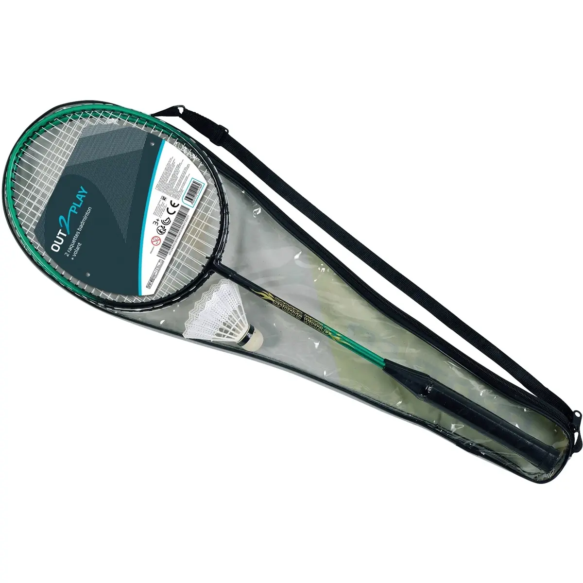 3437012014164 - Badminton-Set Hülle 2 Schläger Federbälle Kind Out2Play