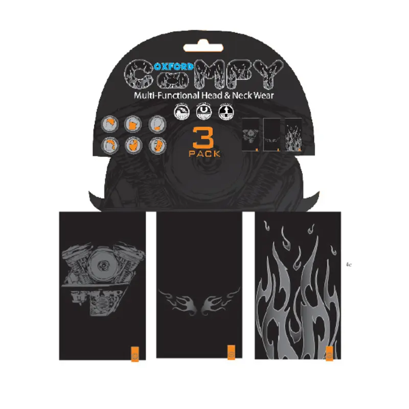 Lot de 3 tour de cou Oxford Comfy HD graphics noir/gris