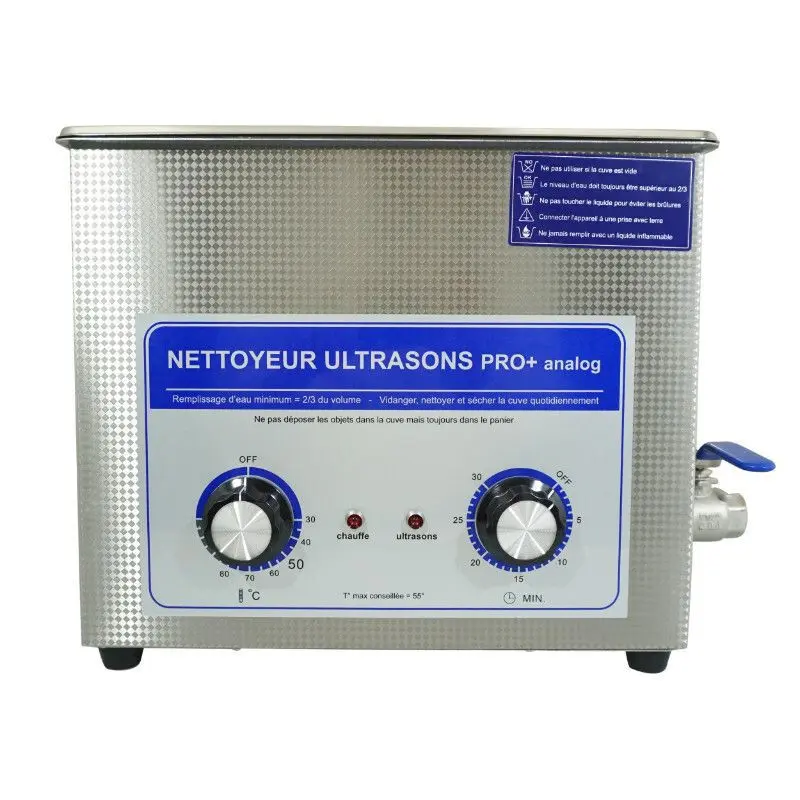 Professioneller analoger Ultraschall-Badreiniger mit Ablassventil P2R 6 L 180 W