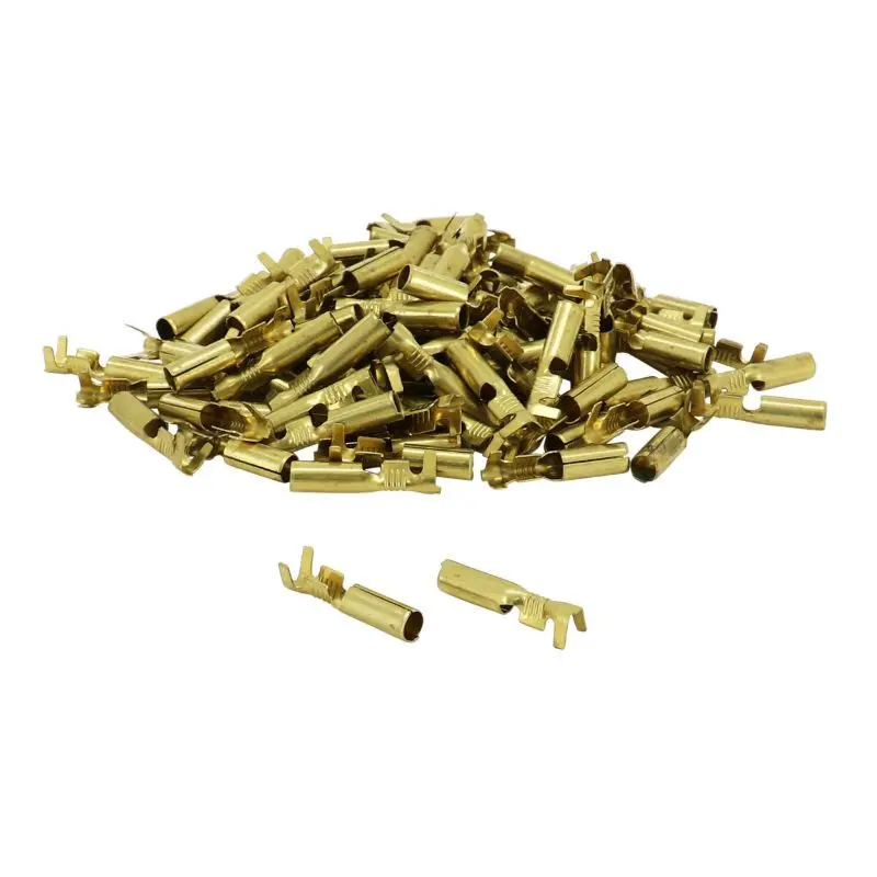 Pack mit 100 ungefilterten Messing-Kabelschuhen, zylindrisch, weiblich. P2R
