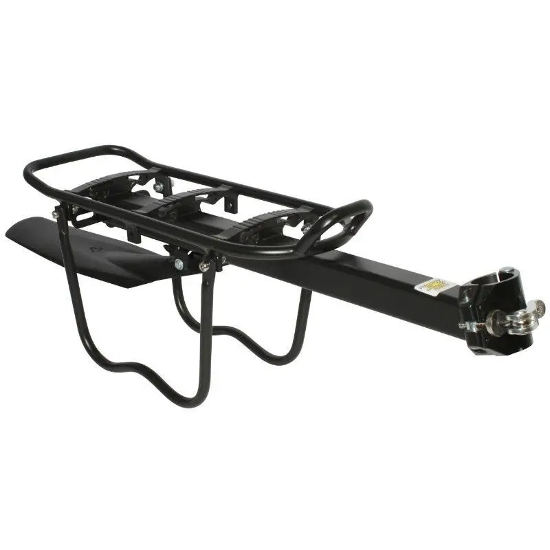 Image of Hinterer Gepäckträger mit Befestigung rapide Alu schwarz mit seitlichem Schutz für Tasche an Sattelstütze P2R