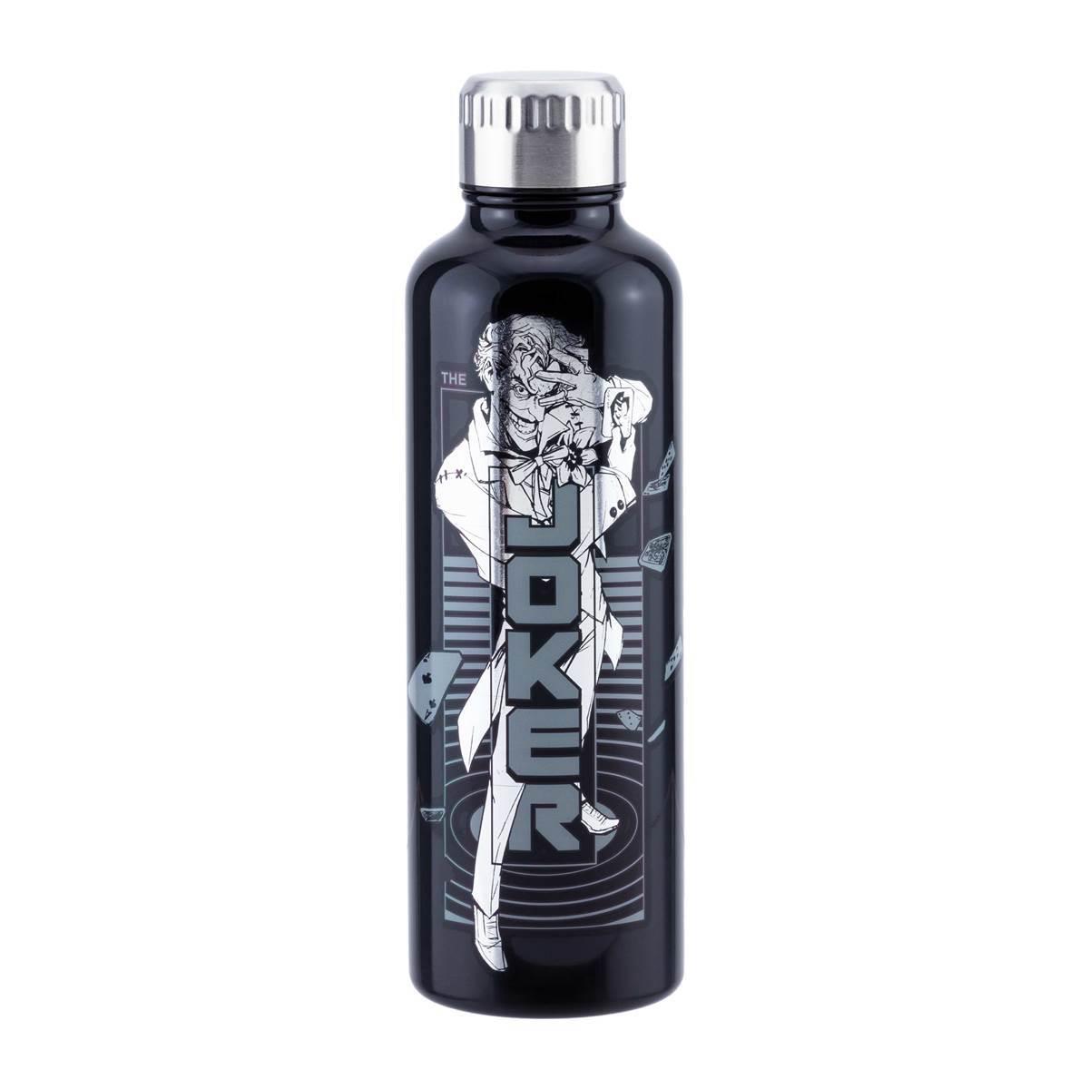 5055964767662 - Batman Metall Trinkflasche Batman Joker schwarz silber 100 % Edelstahl Fassungvermögen ca500 ml