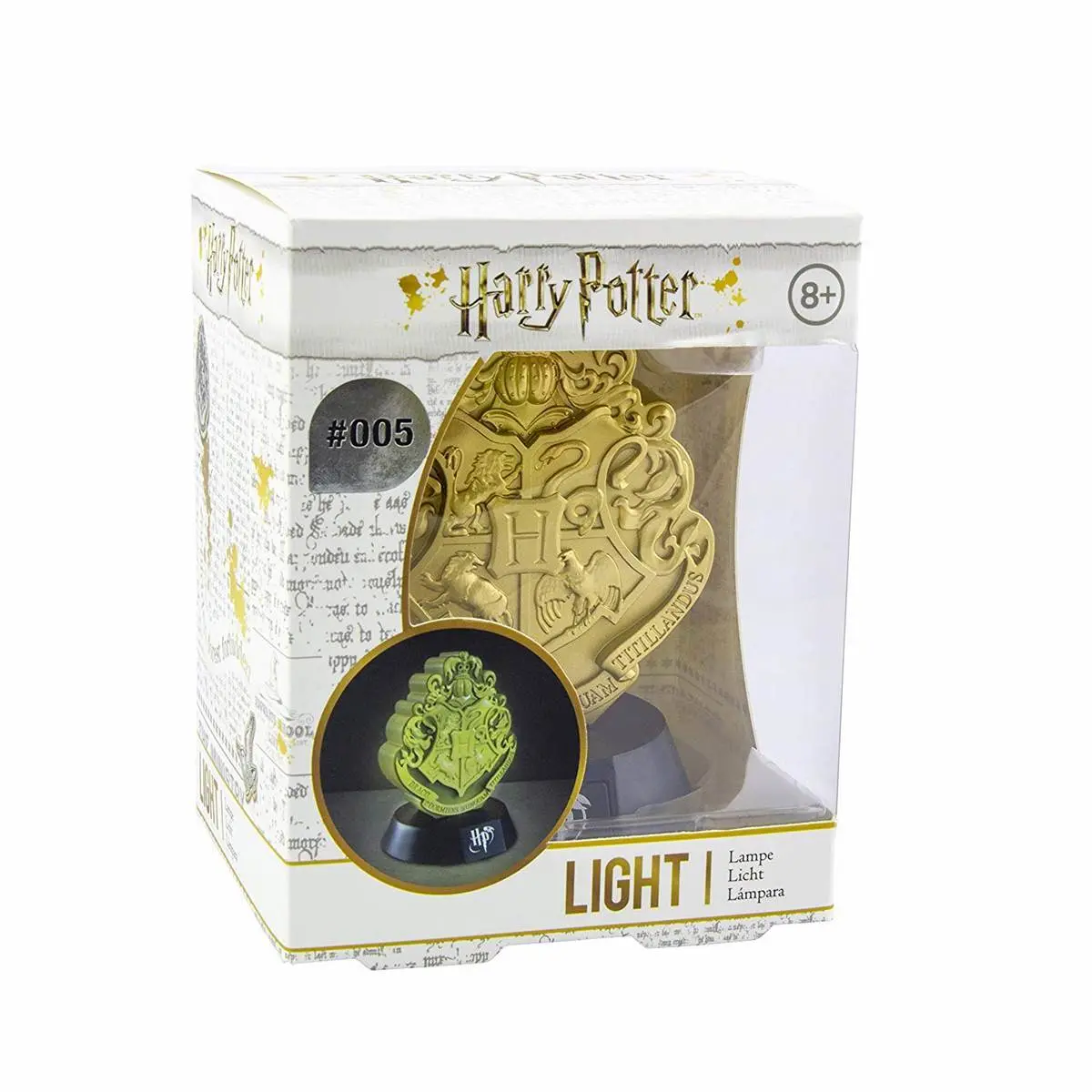 5055964732141 - Paladone - Harry Potter 3D Leuchte Icon Light Hogwarts Crest schwarz gelb bedruckt aus Kunststoff in Geschenkverpackung