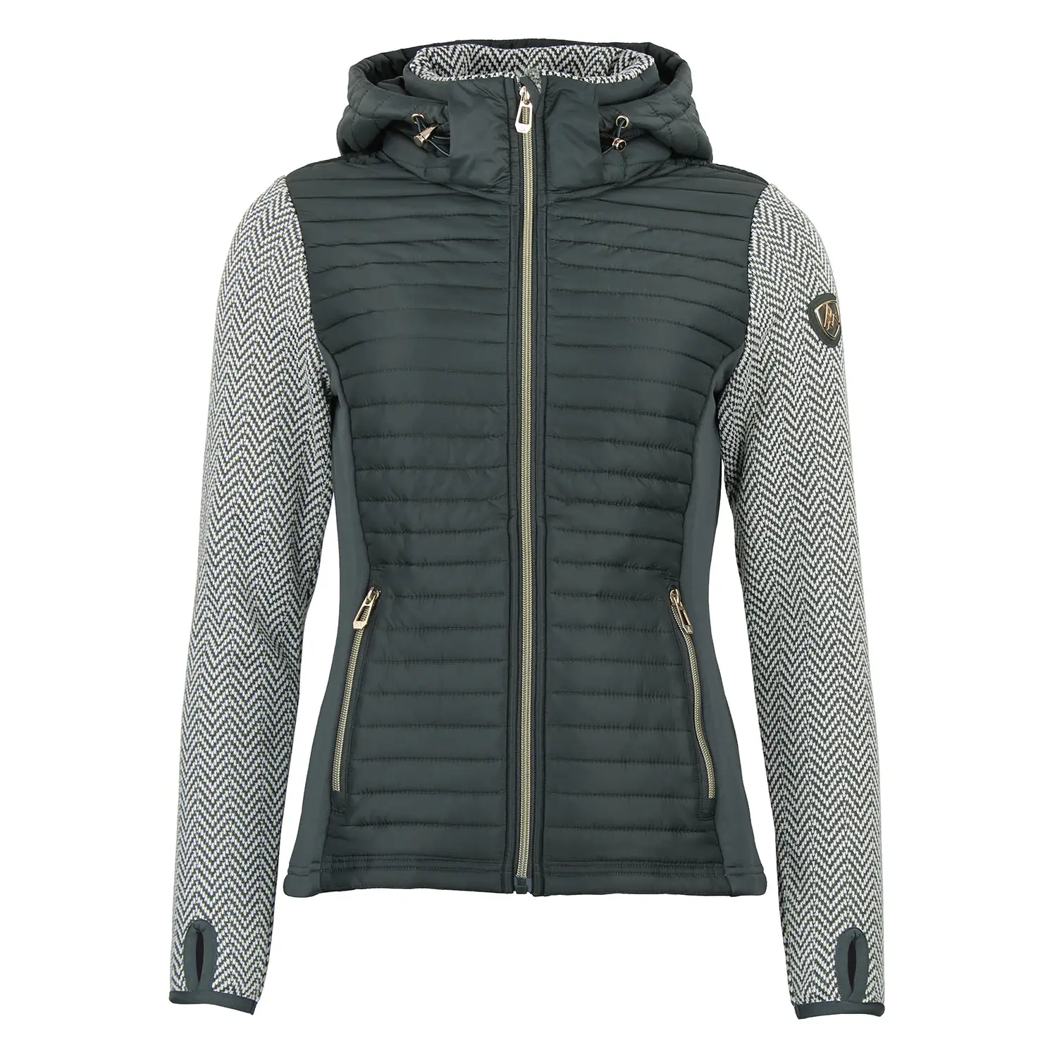 Fleece-Jacke mit abnehmbarem Kapuze und gesteppten Einsätzen für Damen Peak Mountain Andomo