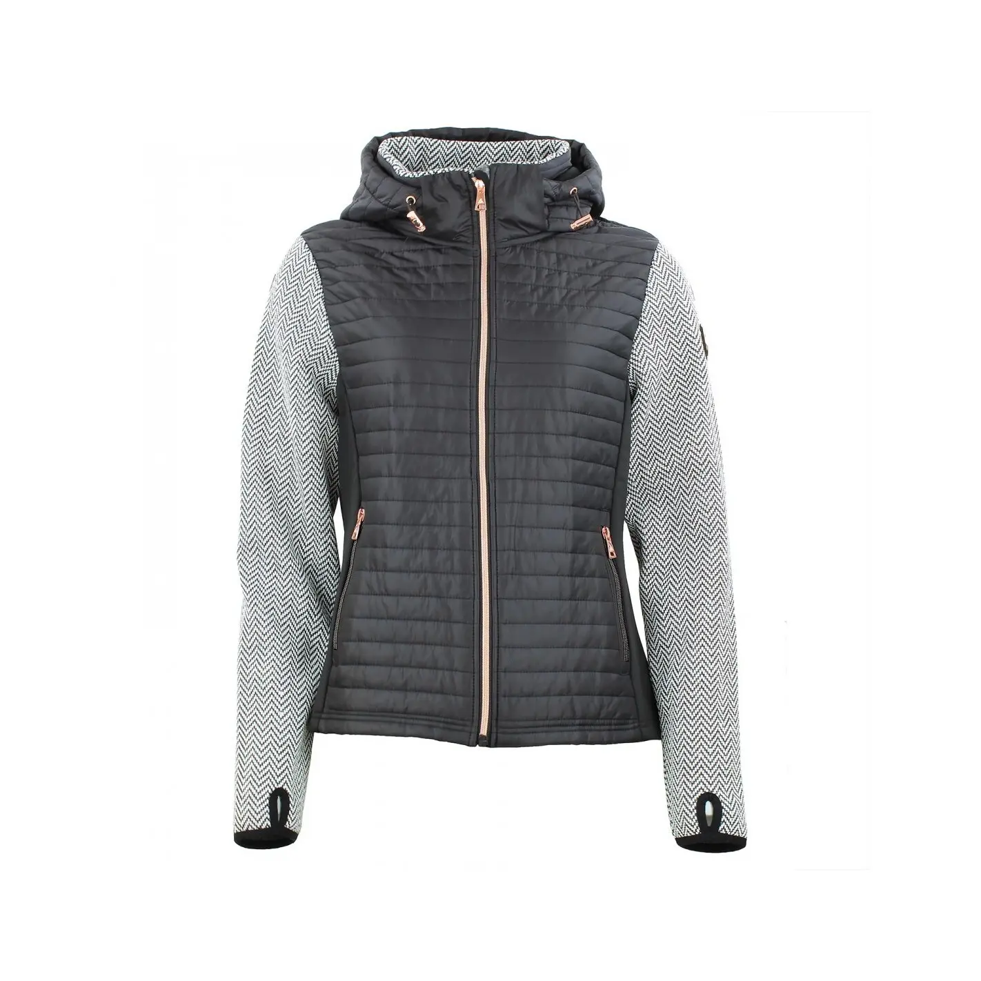 Fleece mit gesteppten Einsätzen und Kapuze, Damen Peak Mountain
