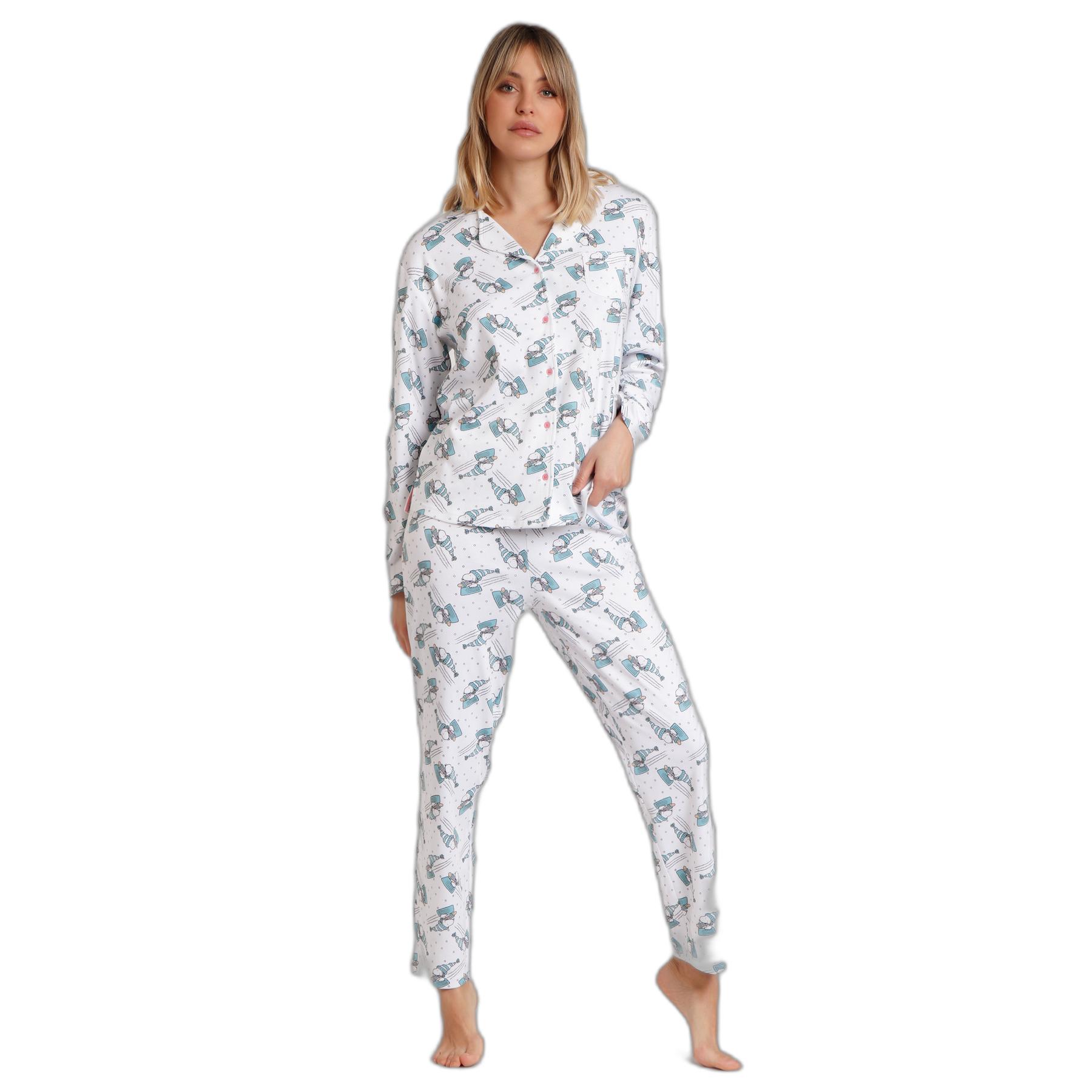 8433623789618 - Langärmliger offener Pyjama für Frauen Let It Snow