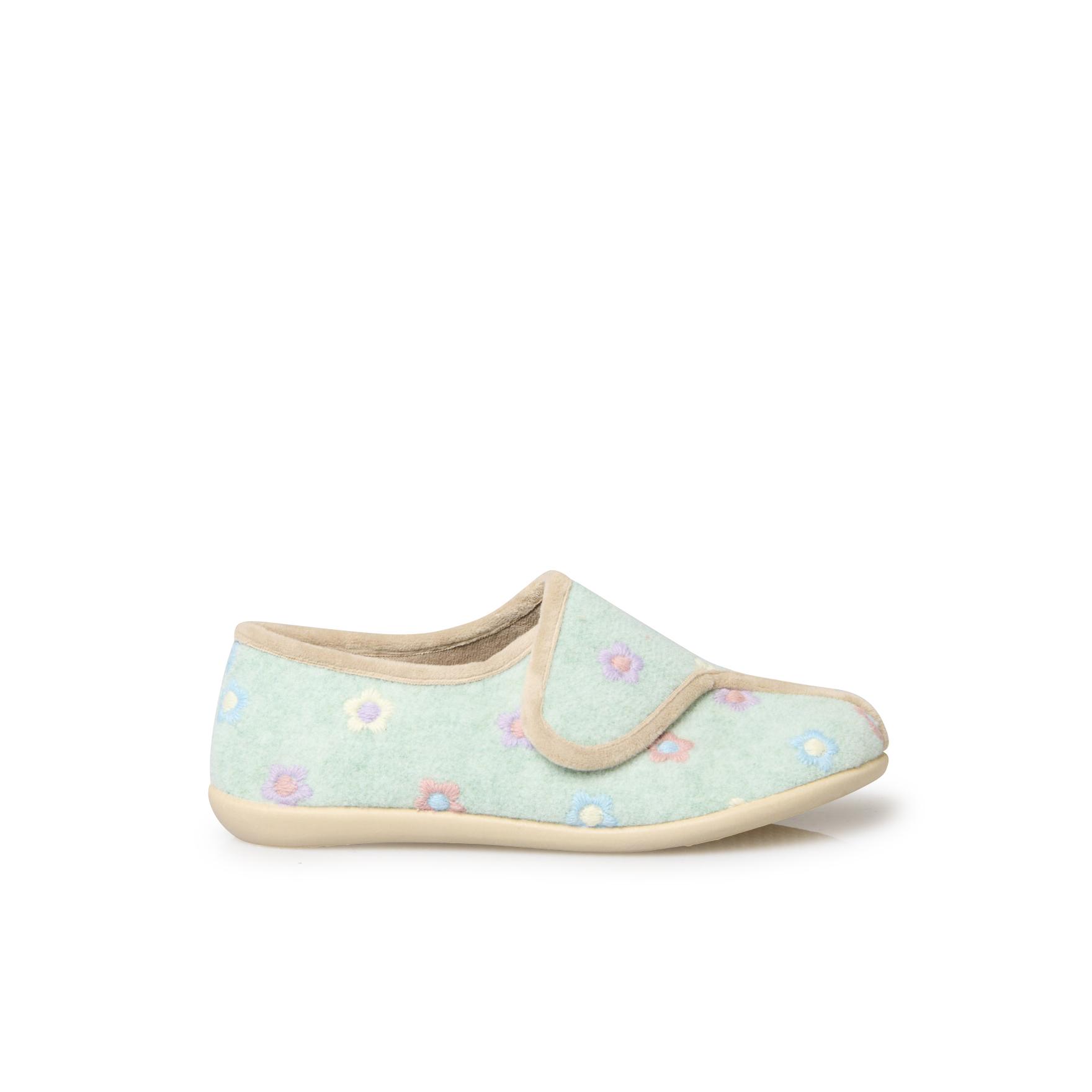 Pantofole con strap ricamate a fiori donna