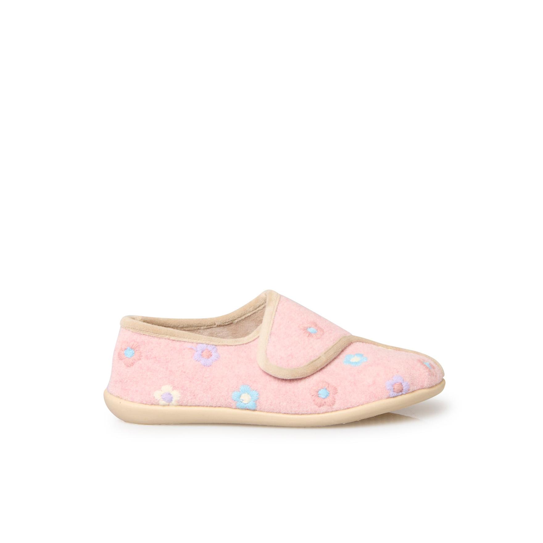 Pantofole con strap ricamate a fiori donna