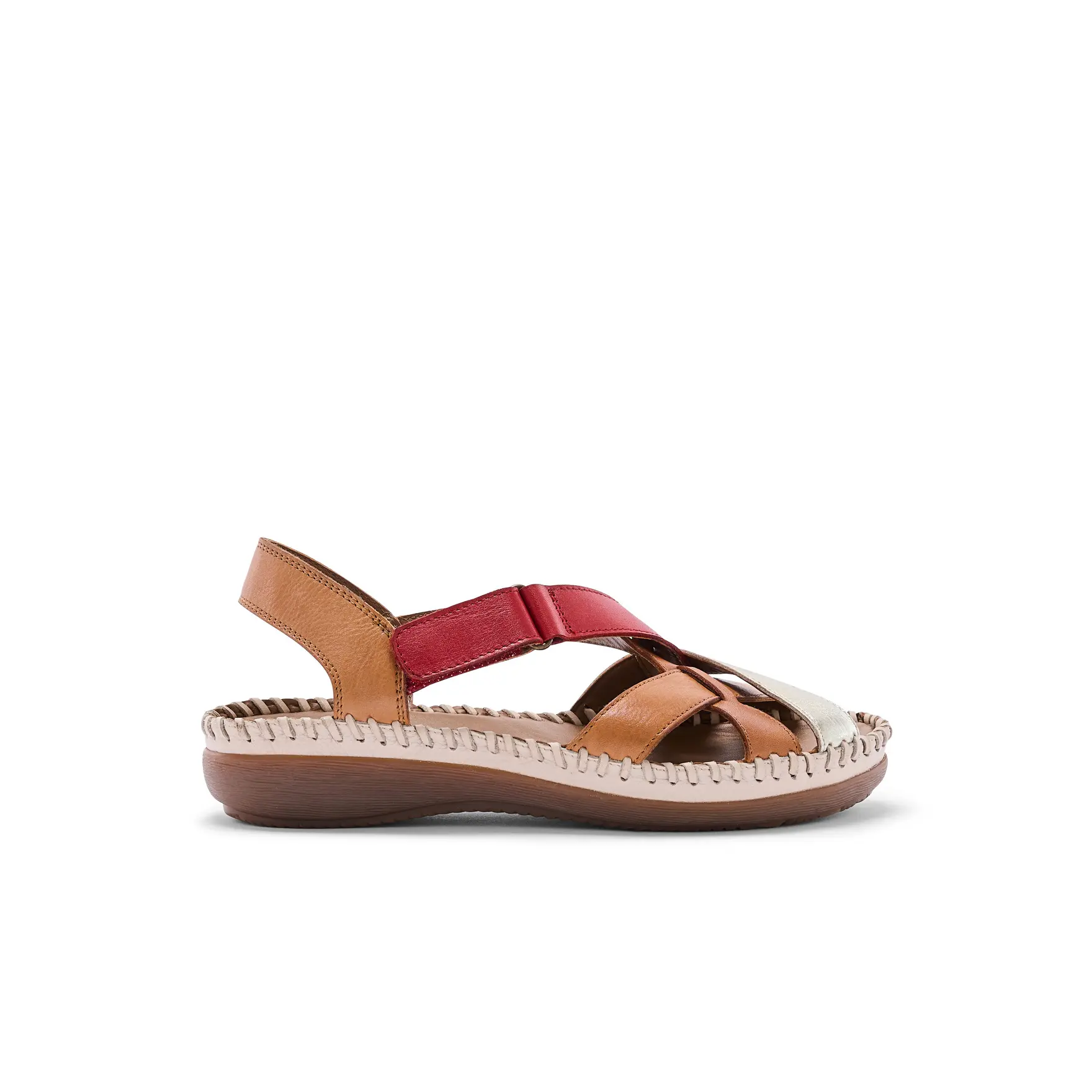 Sandali con velcro in pelle donna