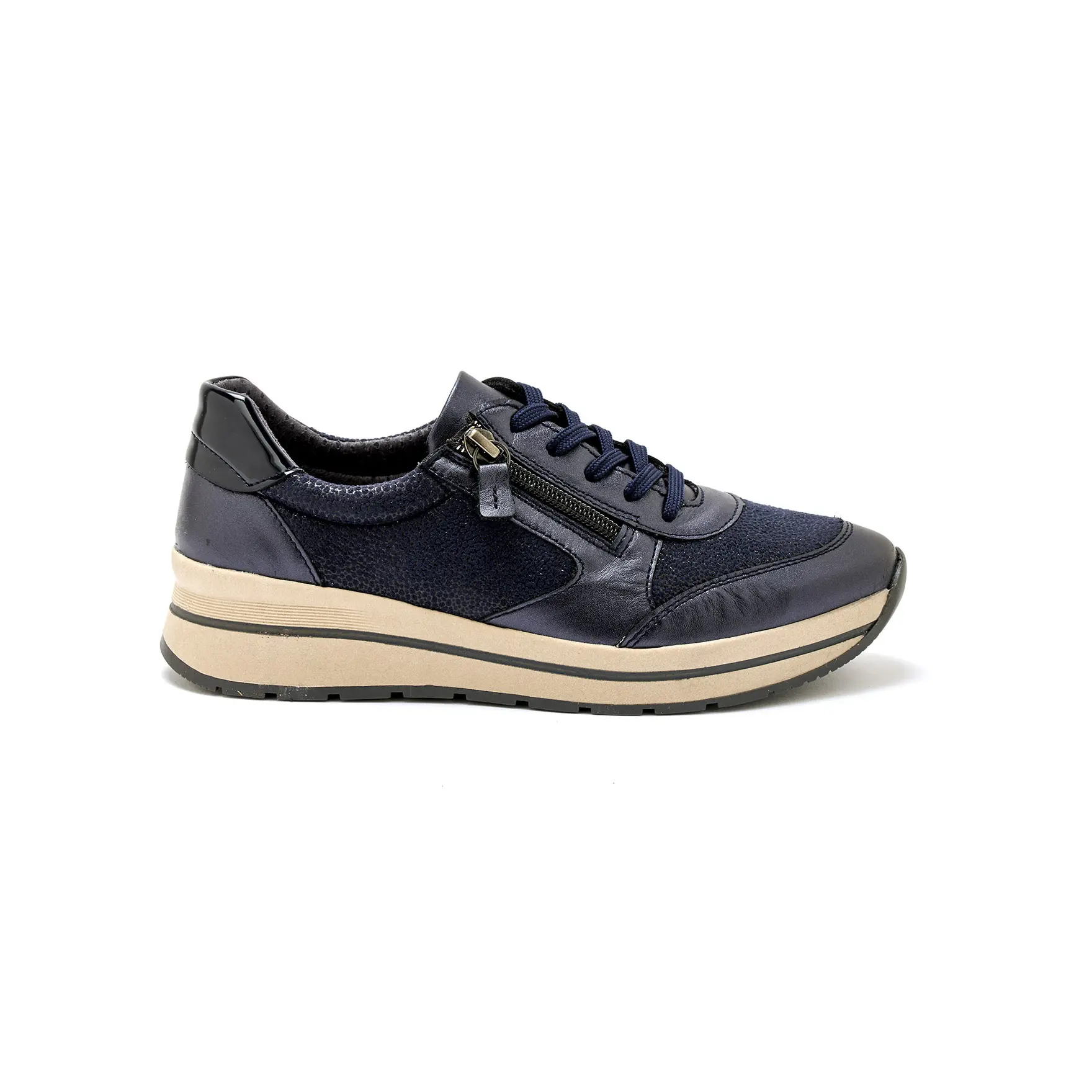 Damen Sneakers mit Reißverschluss und Schnürsenkeln Pédiconfort