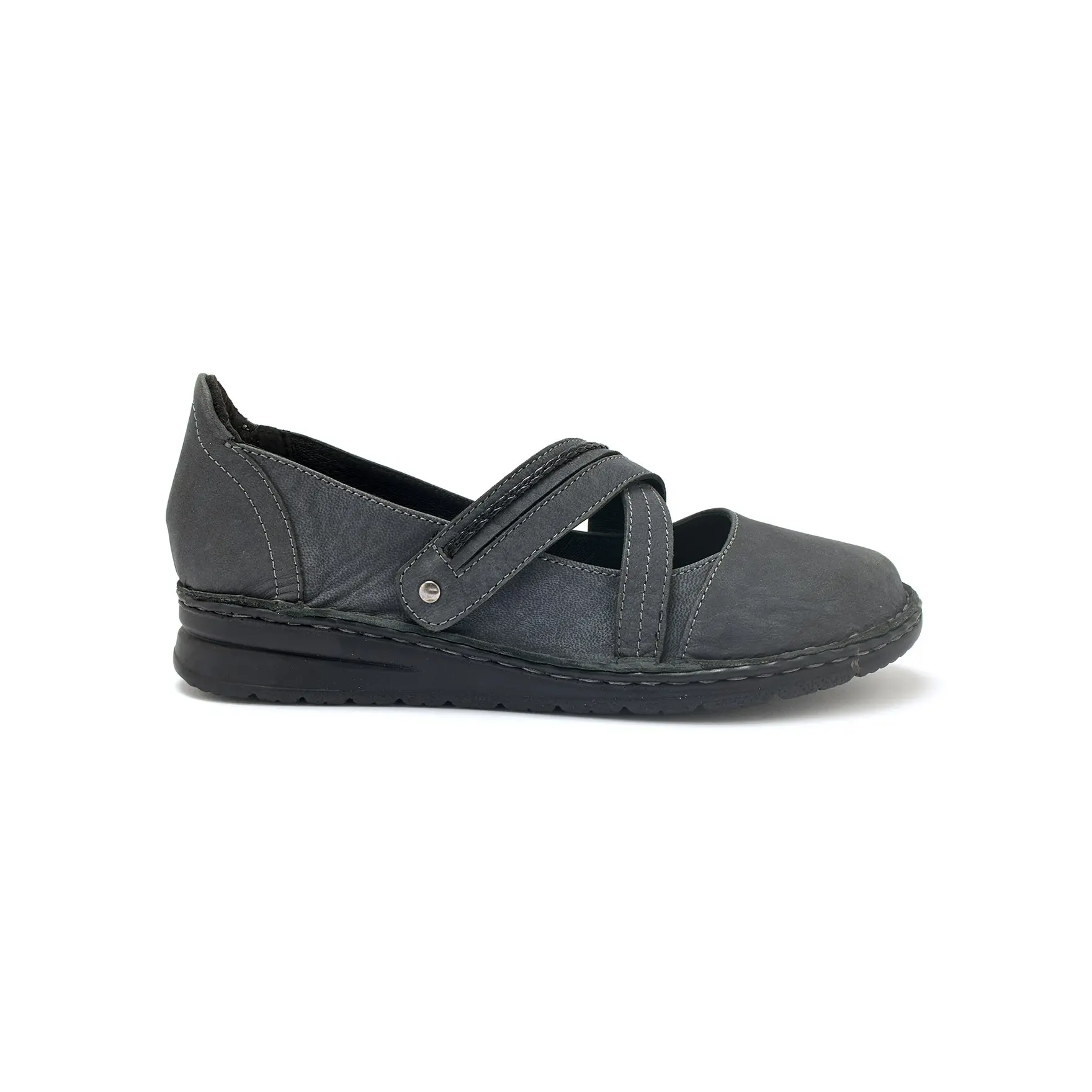 Women's cross-strap ballerina shoes with Velcro PÃ©diconfort