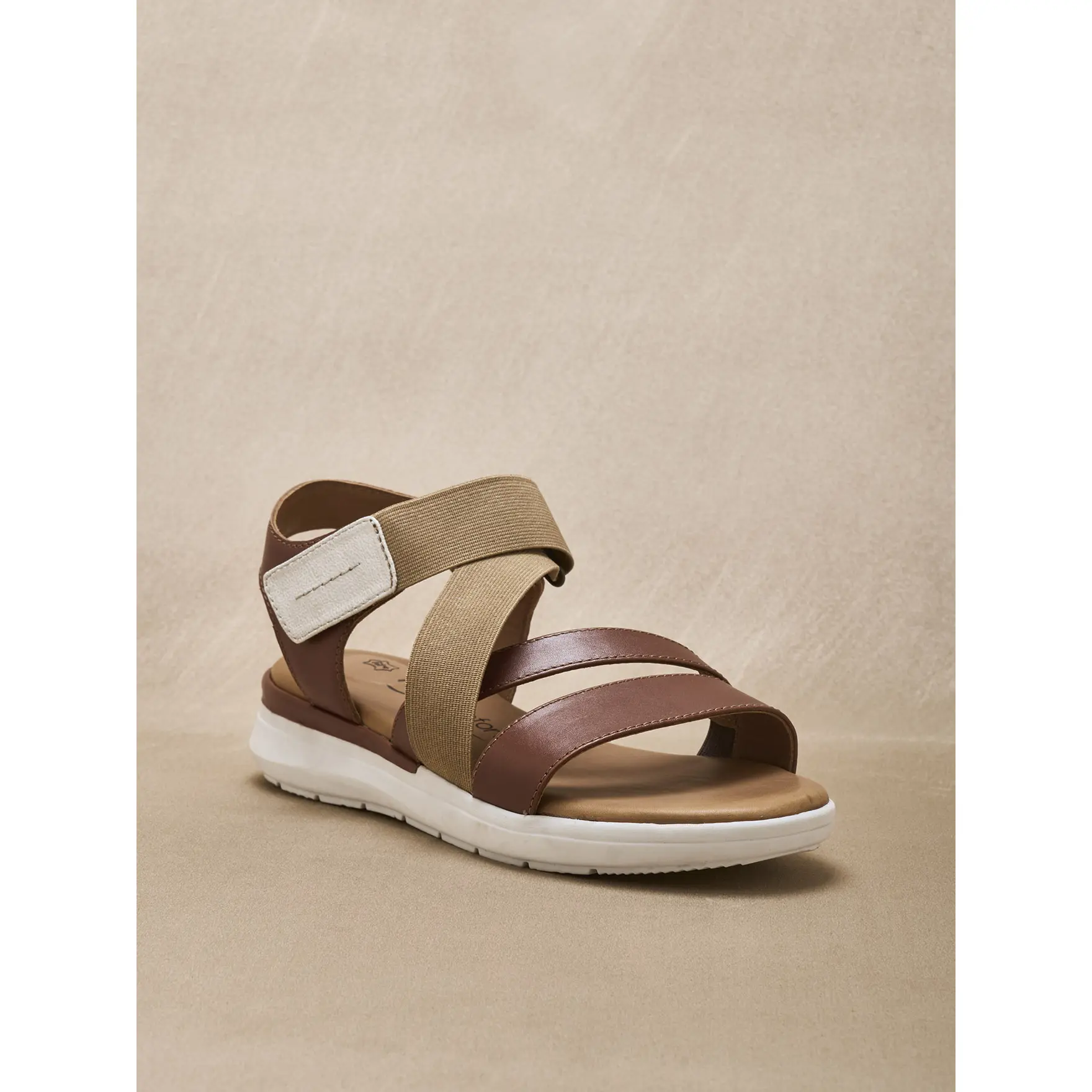 Image of Damen Sandalen mit Klettverschluss und elastischem Leder Pédiconfort