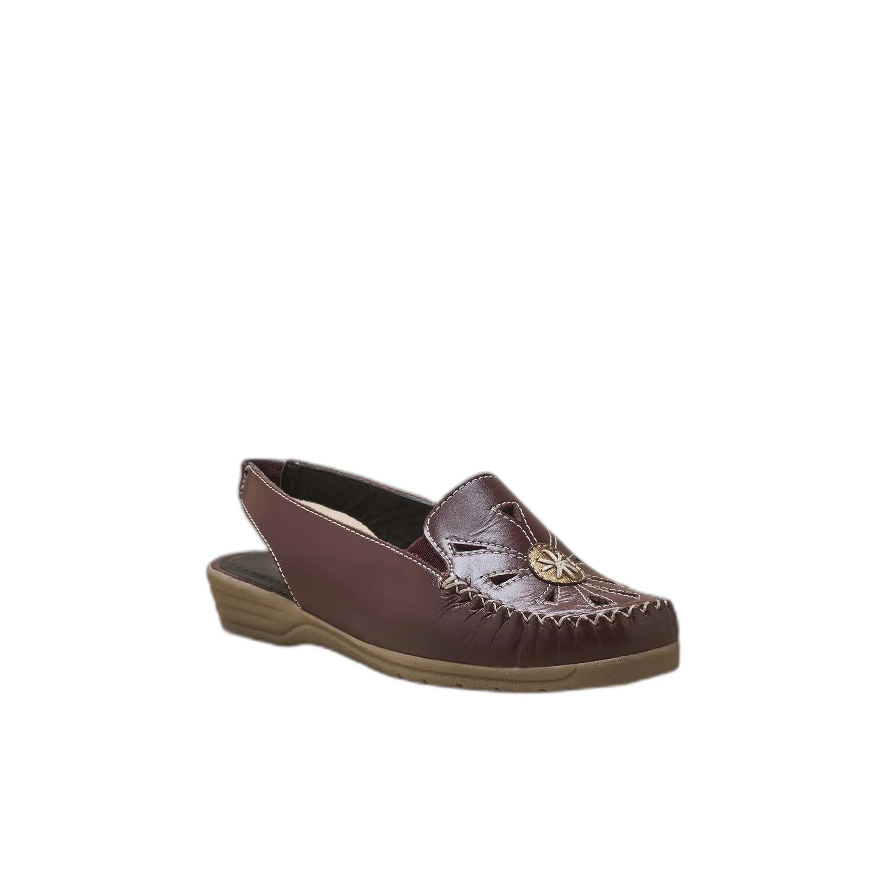Women's elasticated perforated leather sandals Pédiconfort