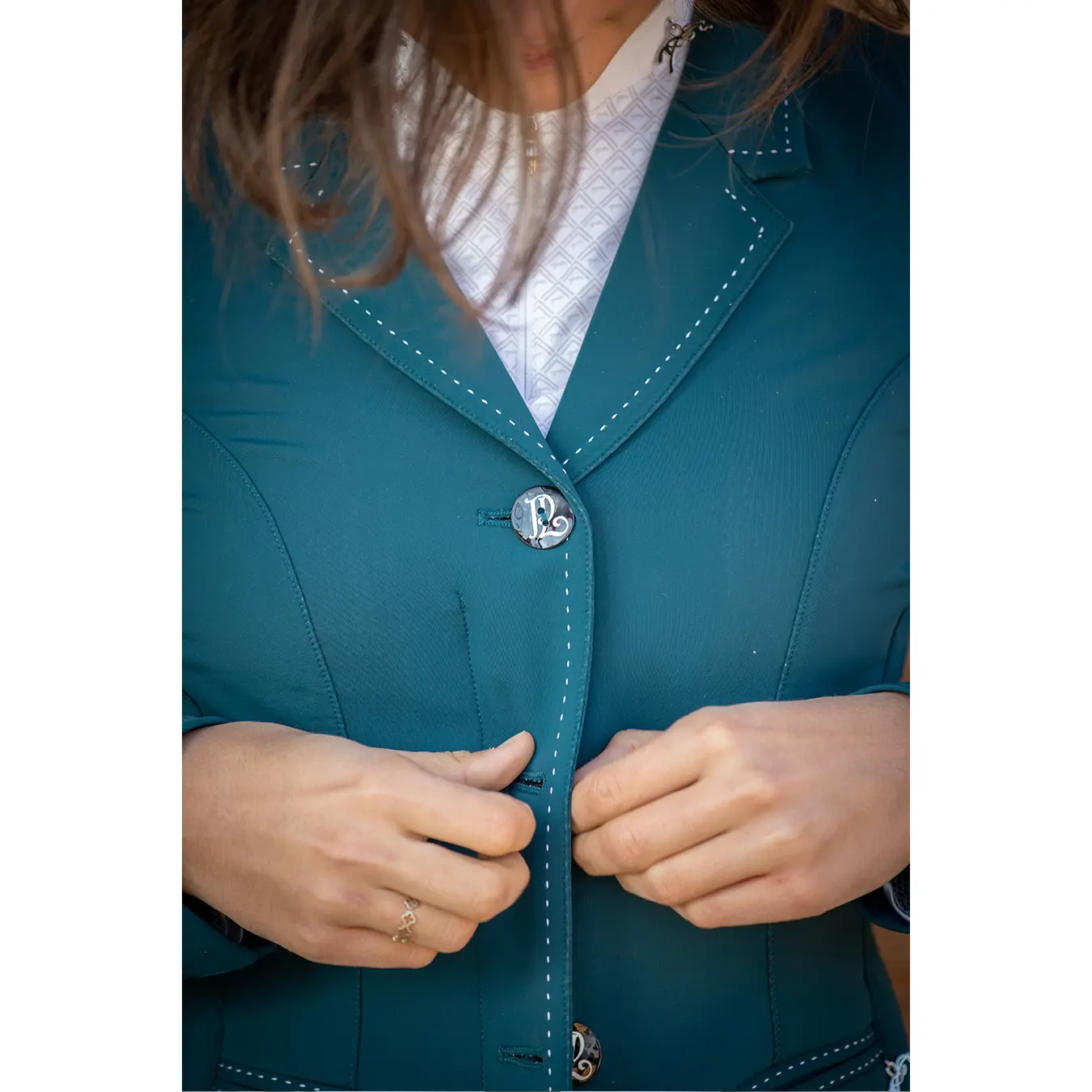 Abrigo de caza azul marino CONCOUR ELITE de Devon Aire, talla 10R de