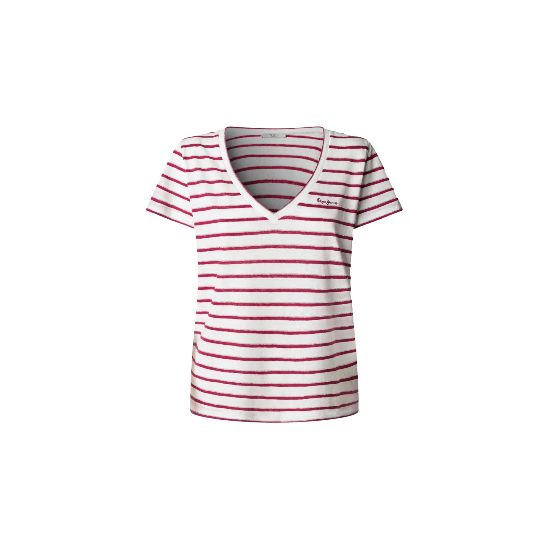 Image of Gestreiftes Damen V-Ausschnitt T-Shirt Pepe Jeans Megan