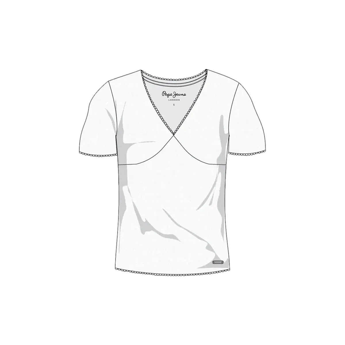 T-shirt da donna con scollo a V  Pointelle