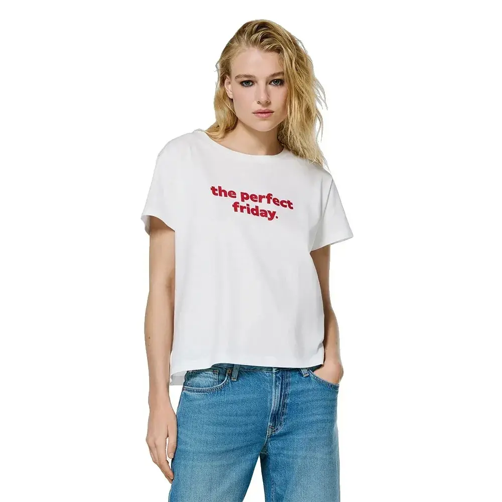Pepe Jeans Women's Blanc T-Shirt Friday