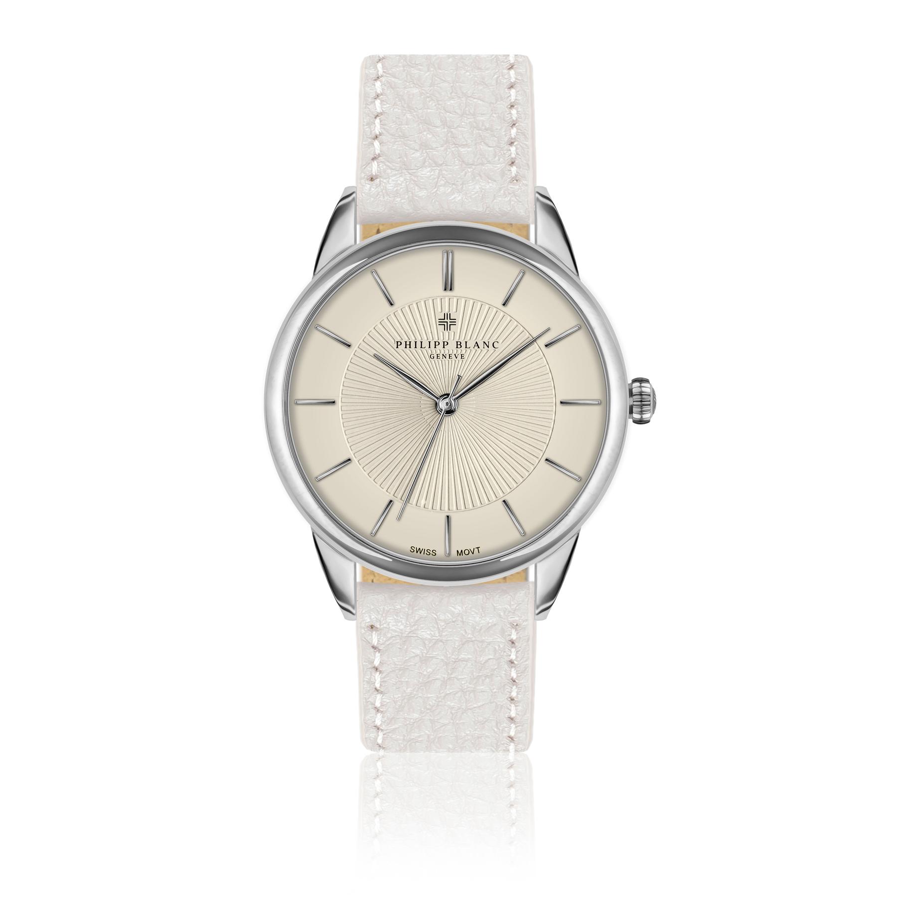 7756613344439 - Lederuhr Silver