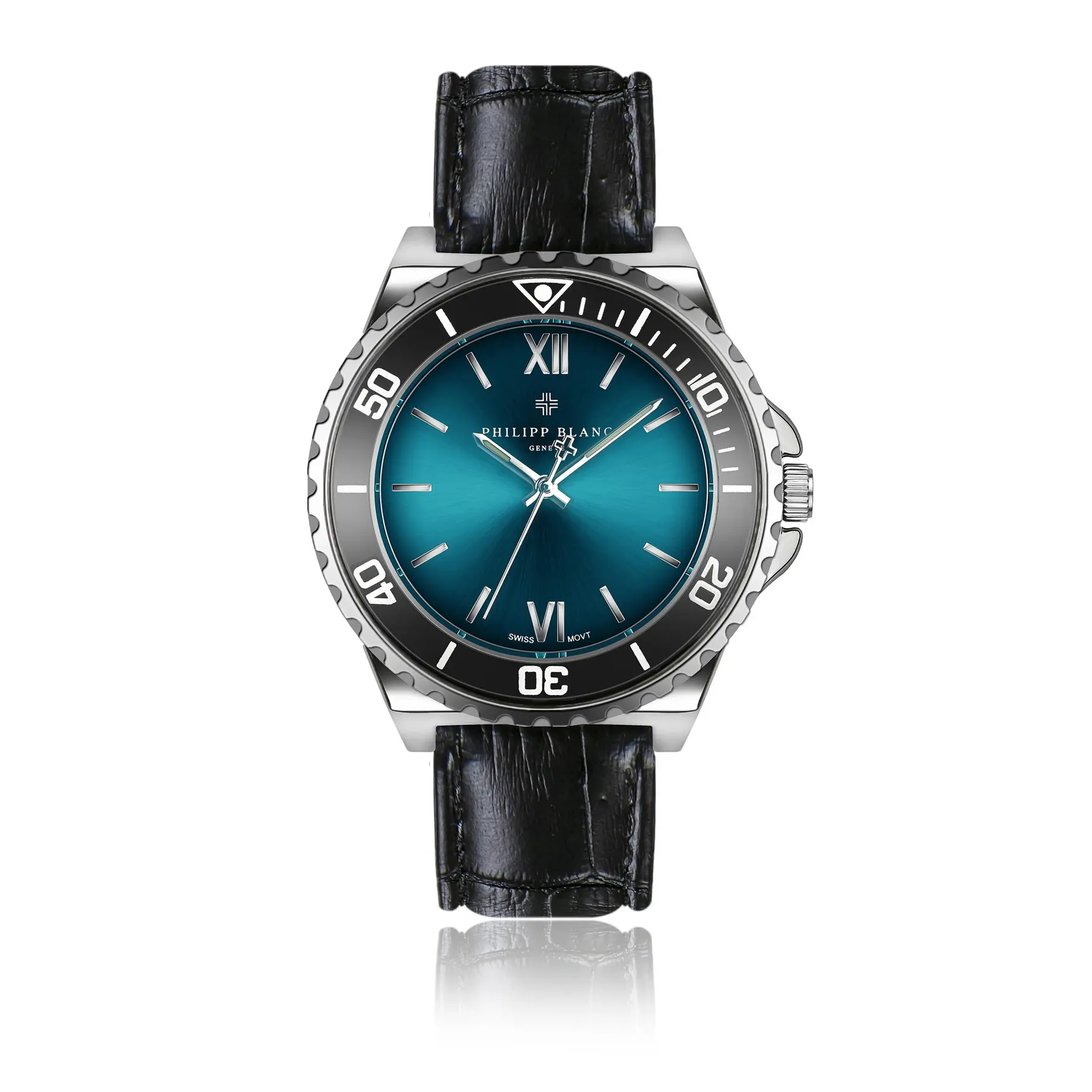 7756613398067 - Damenuhr aus Leder mit Krokodil-Prägung Onex