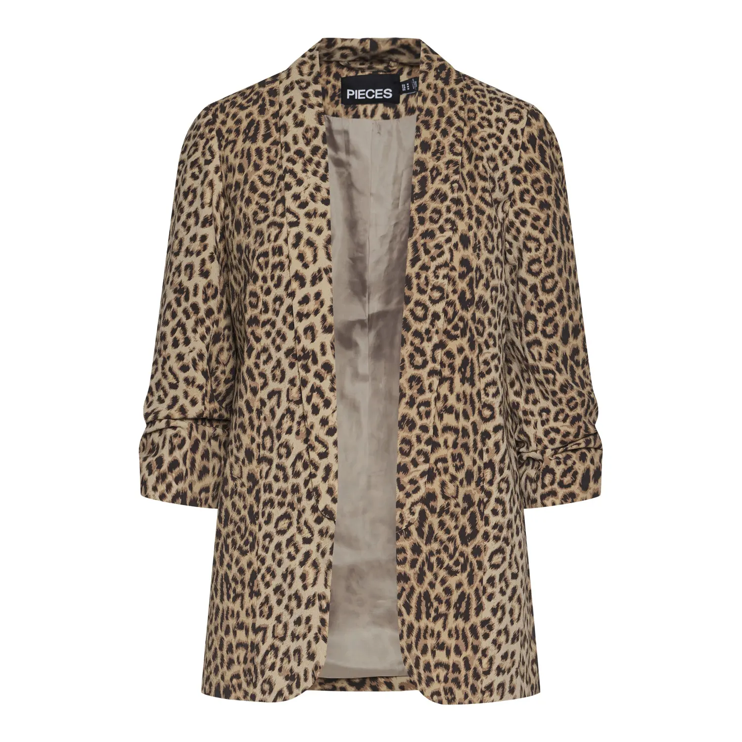5715224142300 - PIECES Blazer geraffte 3 4-Ärmel Animal-Look für Damen braun M 5715224142300 - PIECES Blazer geraffte 3 4-Ärmel Animal-Look für Damen braun M
