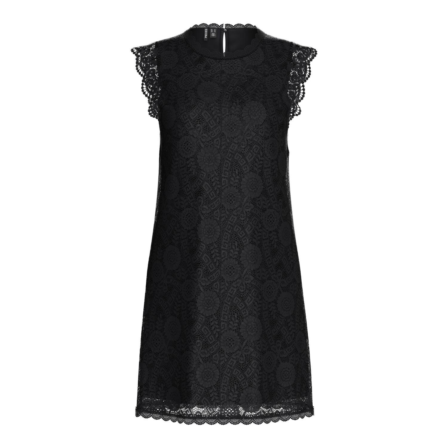 5715510400145 - PIECES Cocktailkleid Stehkragen Flügelärmel für Damen schwarz L