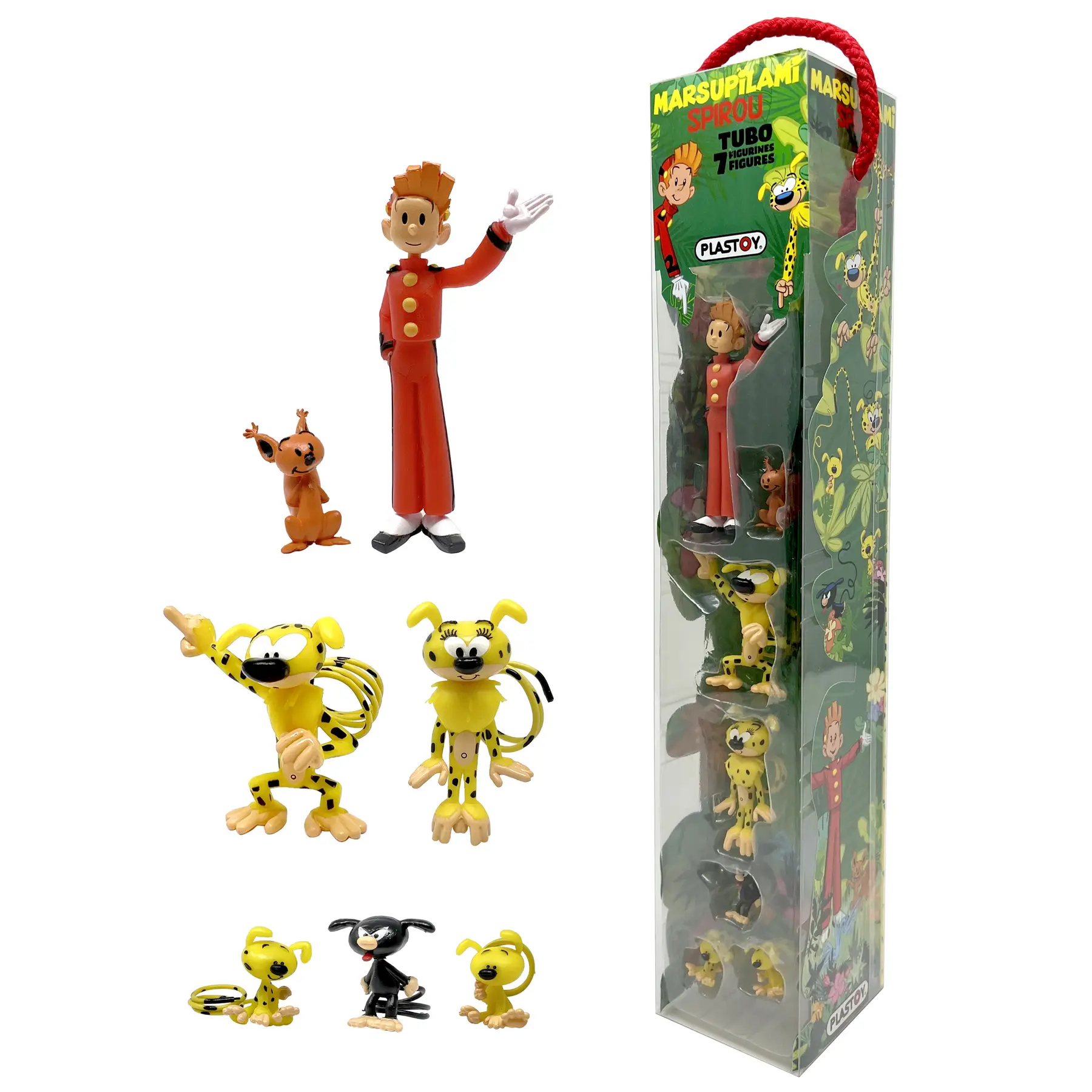 Figurine la famille marsupilami - spirou et spip Plastoy Tubo (x7)