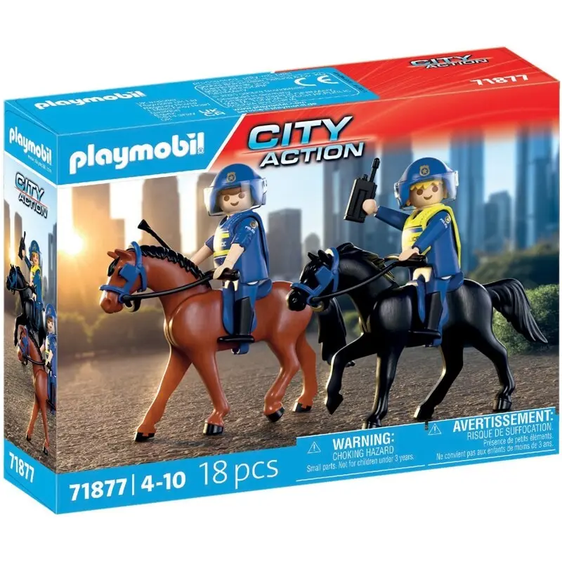 Simulation Spiel 2 Polizei-Reiter mit Pferden Playmobil