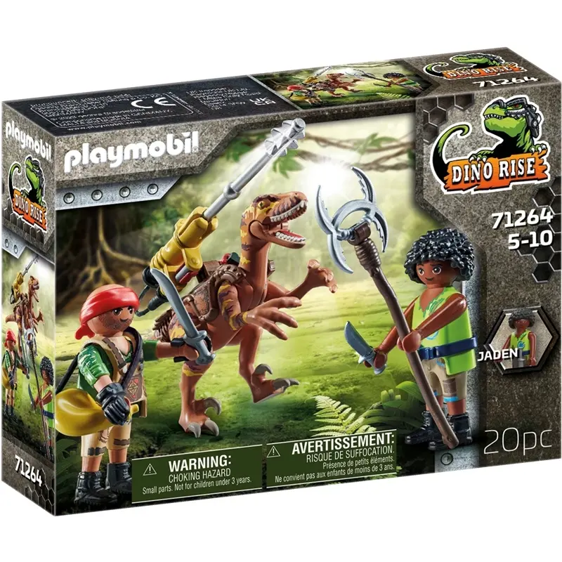 Figurine deinonychus et guerriers Playmobil