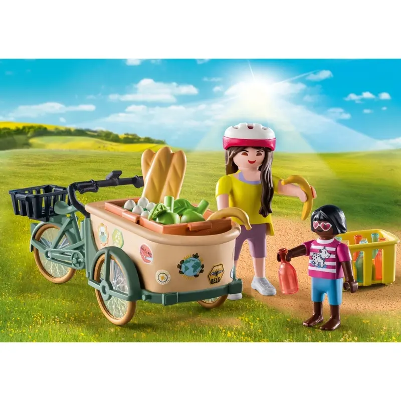 Simulationsspiele Radfahrer + Fahrrad + Vorderradanhänger Playmobil