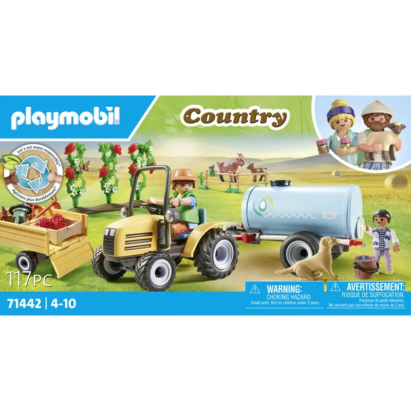 4008789714428 - 71442 Country Traktor mit Anhänger und Wassertank Konstruktionsspielzeug