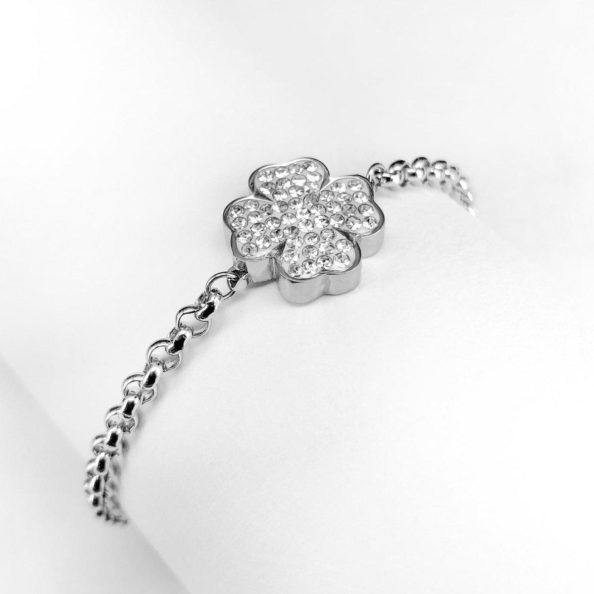 7436957827804 - Armband vierblättriges Kleeblatt cz Steine Frau Ponytail & Co